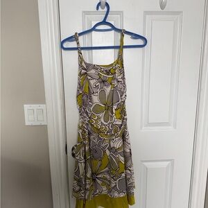 Floral Yellow and Gray Mini Dress